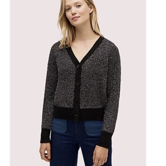 Kate Spade Sparkle Metallic Cardigan Sweater - Picture 1 of 11
